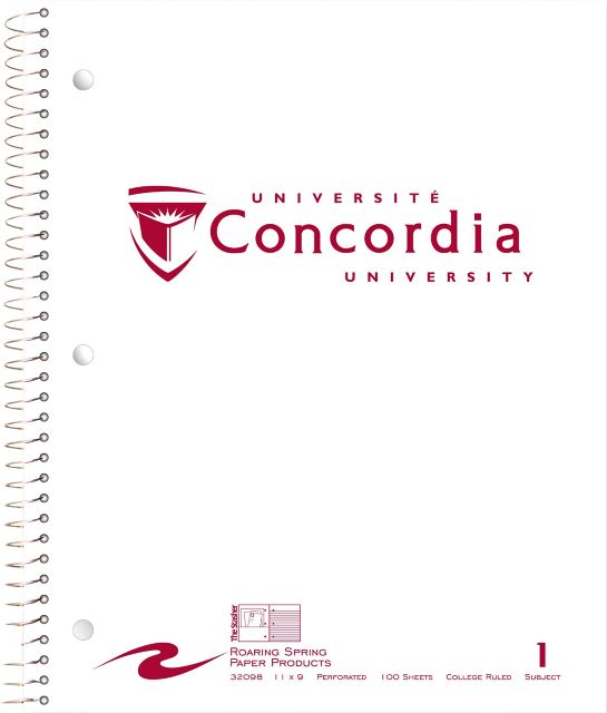 Concordia University 1 Subject 100 Sheet Notebook