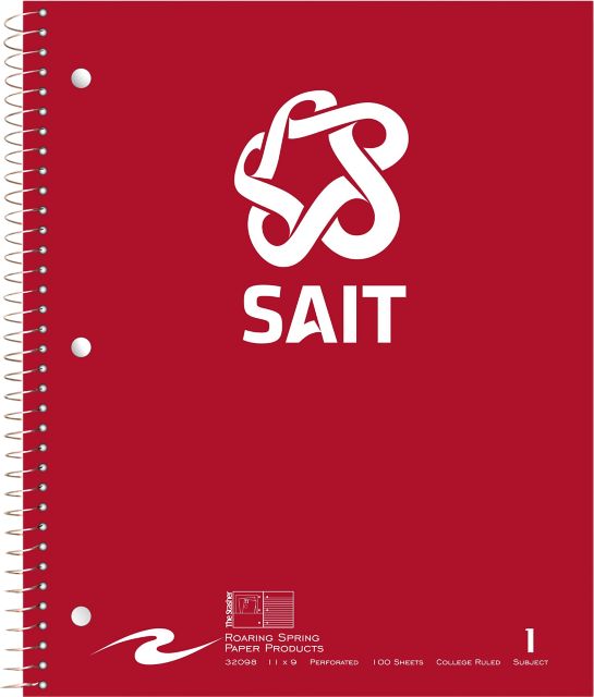 Southern Alberta Institute of Technology 1 Subject 100 Sheet Notebook