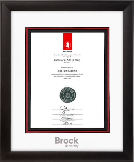 Brock University 15x19 Diploma Frame