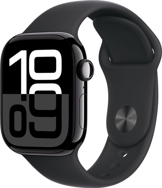 Apple Watch Series 10 GPS 46mm Jet Black Aluminum Case with Black Sport Band - M/L - ONLINE ONLY