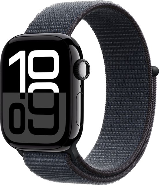 Apple Watch Series 10 GPS Cellular 42mm Jet Black Aluminum Case with Ink Sport Loop ONLINE ONLY University of Chicago