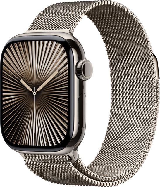 Apple Watch Series 10 GPS + Cellular 46mm Natural Titanium Case with Natural Milanese Loop - M/L - ONLINE ONLY