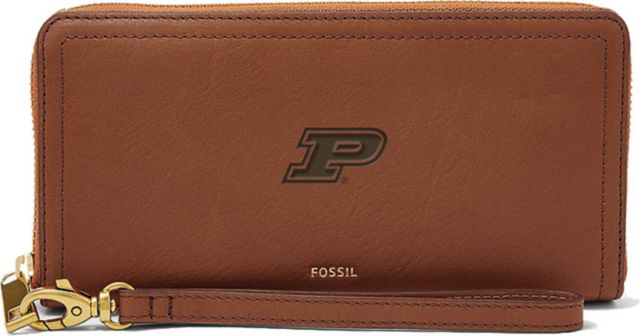 Fossil Leather Logan RFID Zip Around Clutch - Brown - ONLINE ONLY
