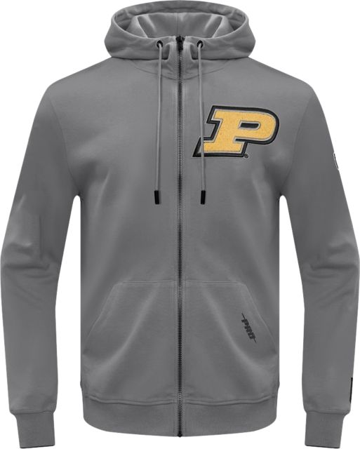 Purdue University Classic Full Zip Hooded Sweatshirt Grey Pro Standard Large