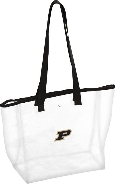 Clear Vinyl Drawstring Tote Bag w/ Black Trim