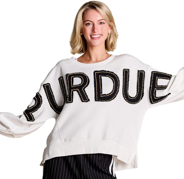 Purdue University Women's Distressed Crewneck Sweatshirt