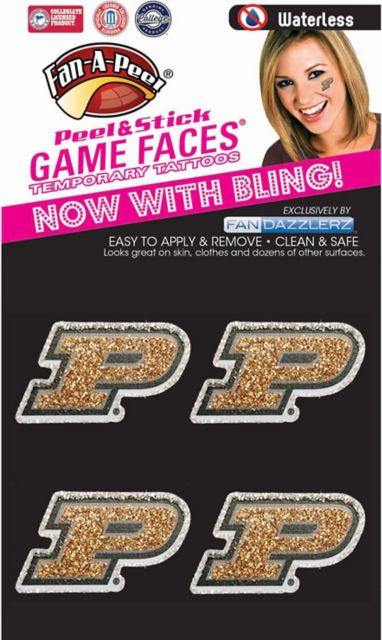 Purdue University 4-Pack Waterless Glitter Tattoo