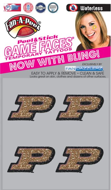 Purdue University 4-Pack Waterless Glitter Tattoo