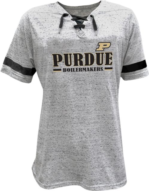 Purdue University Women's Plus Size Lace Up Short Sleeve T-Shirt