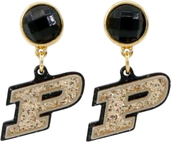 Purdue University Mini Motion P Logo Earrings