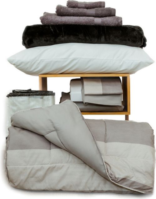 Essential 12 Piece Bedding Bundle in Grey Stripe, Twin XL, IN-STORE PICKUP ON FALL MOVE-IN DAY