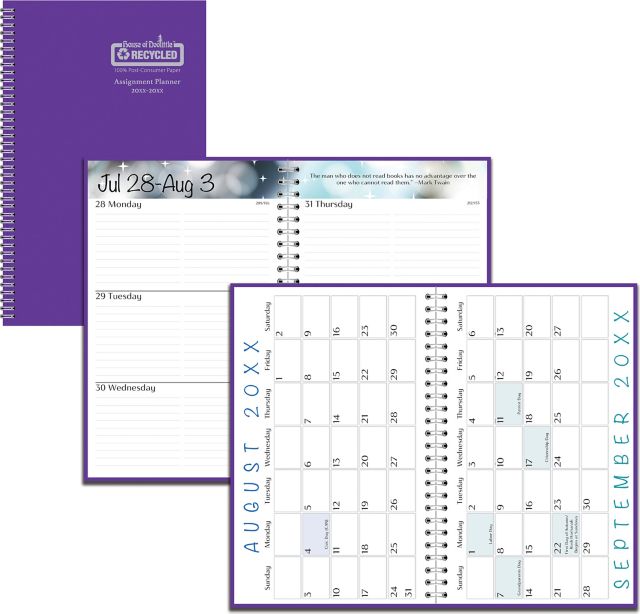 Academic Year 2025/2026 Student Assignment Planner Purple Vibrant Vinyl Cover 5X8