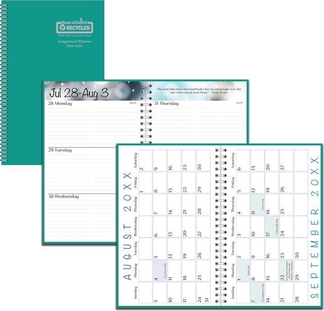 Academic Year 2025/2026 Student Assignment Planner Teal Vibrant Vinyl Cover 5X8