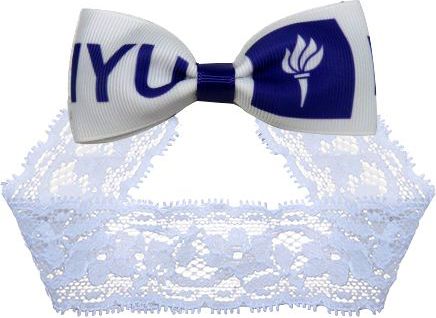 New York University Infant Lace Headband with Bow