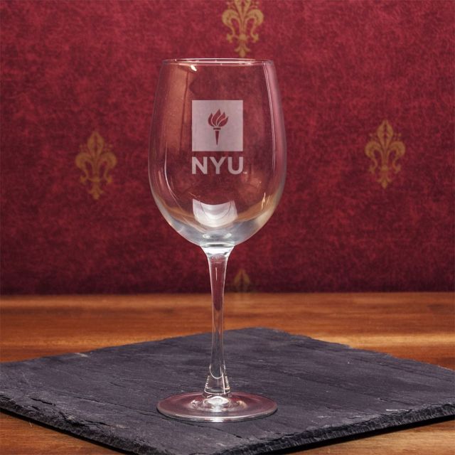 New York University 16 oz. Wine Glass