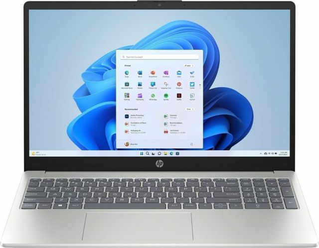 HP BUNDLE: 15'' Touch R5-7520U 8G 512G Radeon W11H Laptop in Natural Silver, HP 240 Bluetooth Mouse in Black, and Backpack for 15.6'' in Forged Iron
