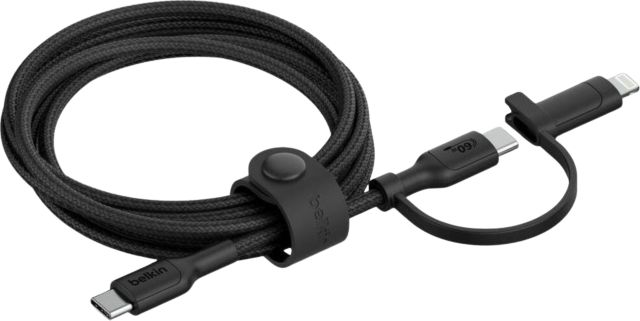 BELKIN BOOSTCHARGE PRO 2-in1 CABLE with USB-C and LIGHTNING CONNECTOR in BLACK