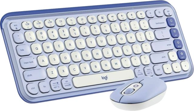 LOGITECH POP ICON COMBO KEYBOARD & MOUSE in LILAC/OFF-WHITE