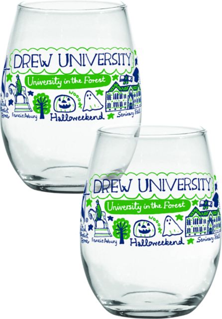 Drew University Julia Gash Stemless Wine Glass - Set of 2