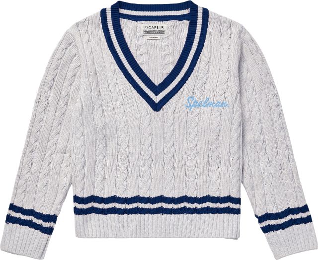 Spelman College Women's Cable Knit V-Neck Sweater