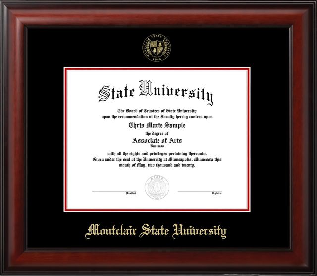 Montclair State University Meridian 8 x 10 Mahogany Diploma Frame