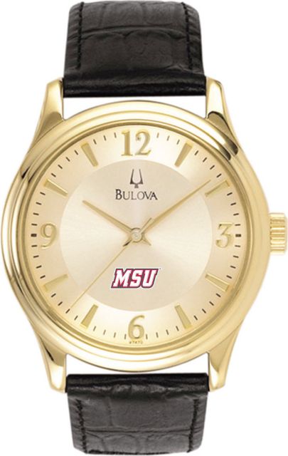 Bulova Men's Gold and Leather Watch - ONLINE ONLY