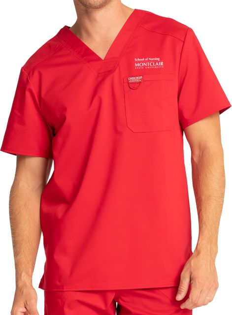 Montclair State Mens Red Revolution Scrub Top - ONLINE ONLY