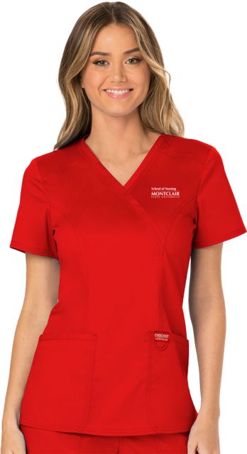 Montclair State Womens Red Revolution Scrub Top - ONLINE ONLY