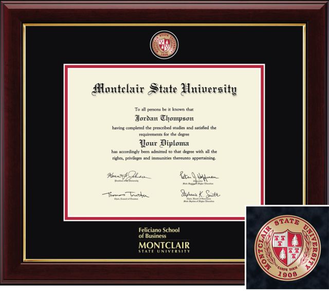 Montclair State University Church Hill Classics, Presidential; 8.5x11 H Bachelors,  Feliciano School of Business,Diploma Frame - ONLINE ONLY