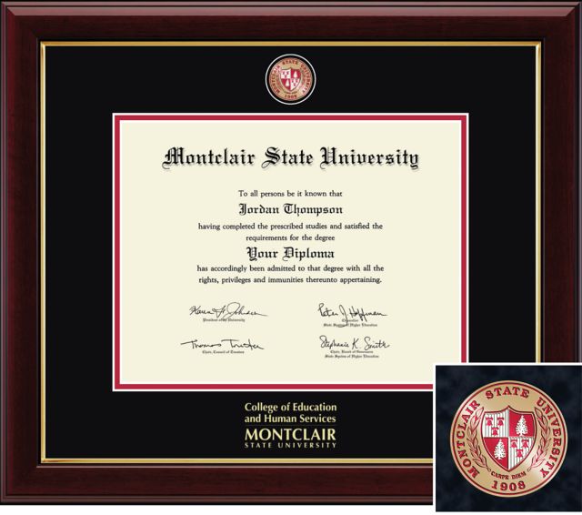 Montclair State University Church Hill Classics, Presidential; 8.5x11 H Bachelors,  College of Education and Human Services, Diploma Frame - ONLINE ONLY