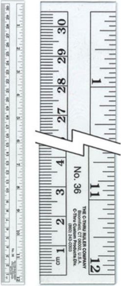 RULER 12" CLEAR PLASTIC
