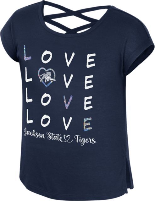 Jackson State University Tigers Youth Girl Ember Cross Back T-Shirt