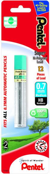 Pentel Super Hi-Polymer HB lead is equivalent to a #2 pencil, guaranteed to scanon tests, resists breaking.