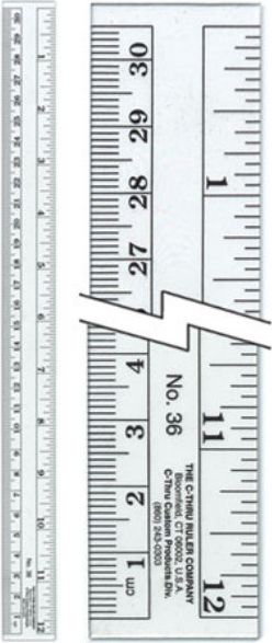12” Multicolored, Rigid Plastic Ruler with Grooves, Set of 12