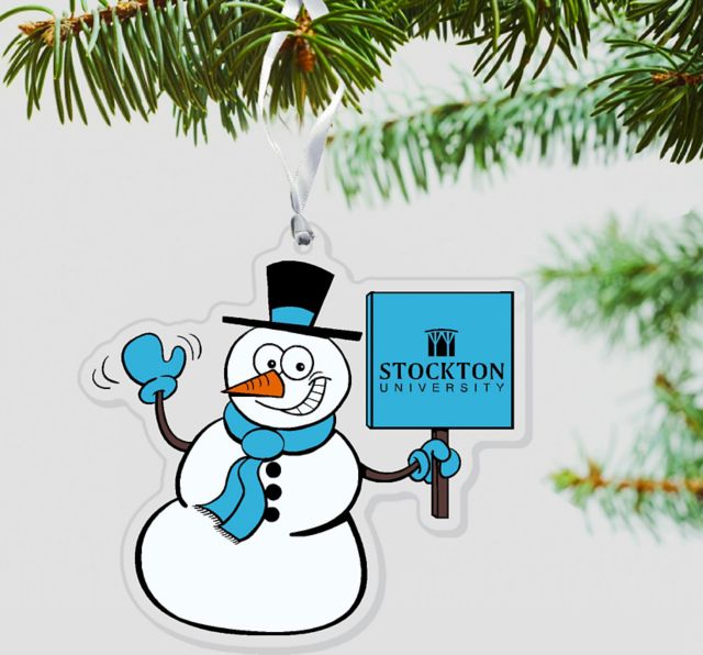Stockton University Ospreys Glass Snowman 3'' x 4'' Etched Ornament
