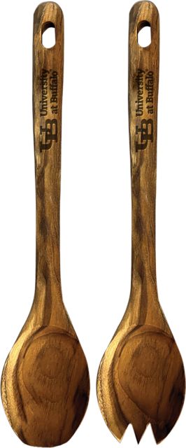 University at Buffalo Teak Fork and Spoon Set