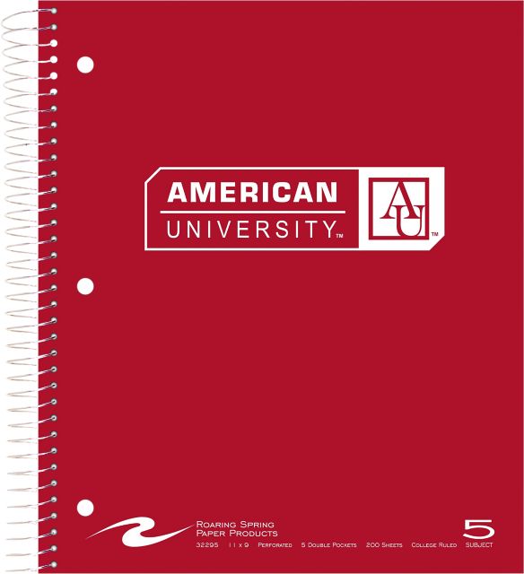 American University 5 Subject Notebook