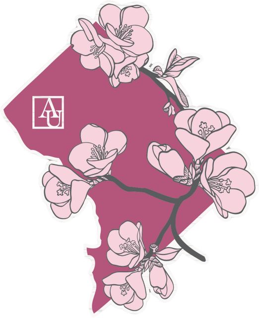 American University Cherry Blossom Wood Magnet