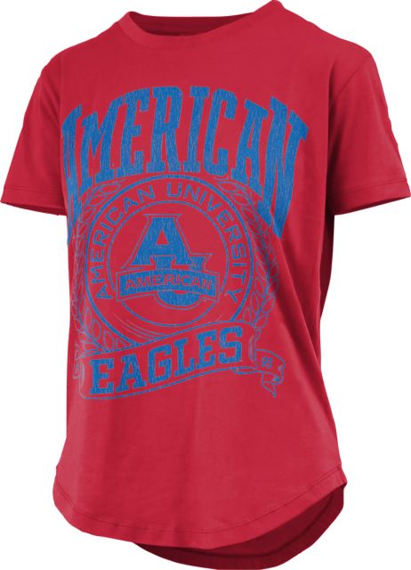 American University Women's Eagles Jersey Short Sleeve T-Shirt | Pressbox | Red | XLarge