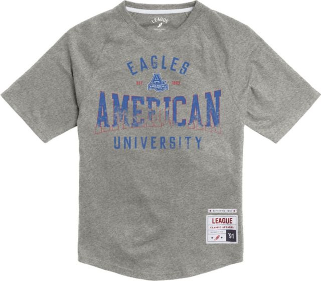 American University Authentic 1991 Short Sleeve Raglan Crewneck T-Shirt - ONLINE ONLY