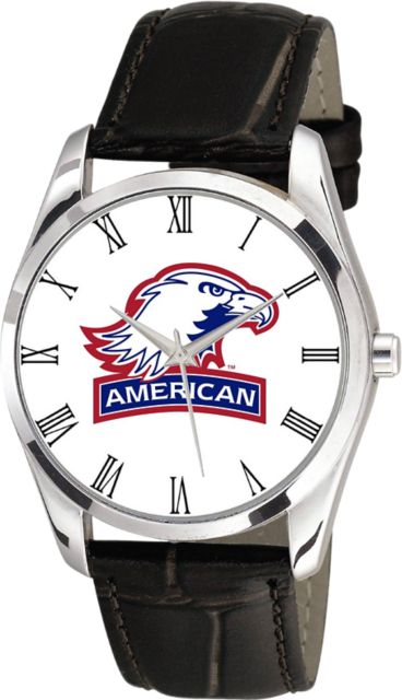 American University 36mm Men's Leather Watch