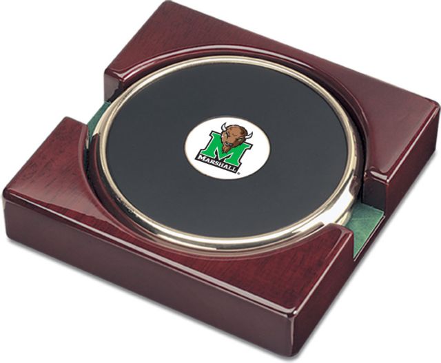 CSI Set Of 2 Gold  Round Coaster Gift Boxed With Colored Medallion - ONLINE ONLY