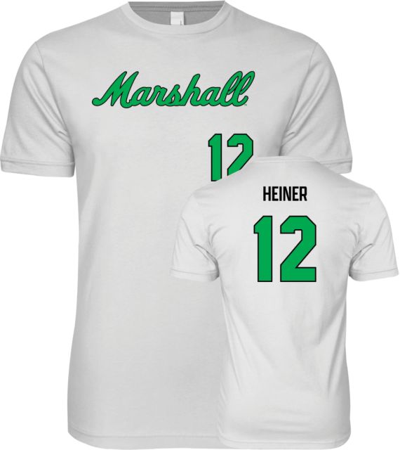 Marshall Baseball T-shirt, Script Logo Graphic, Unisex Large