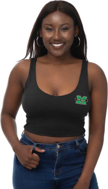 Marshall University Women's V-Neck Cropped Tank Top
