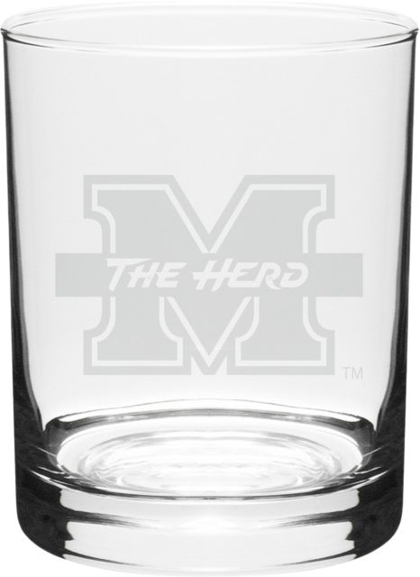 Marshall University 14 oz. Double Old Fashioned Glass