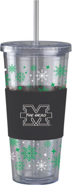 Marshall University Straw Snowflake Tumbler