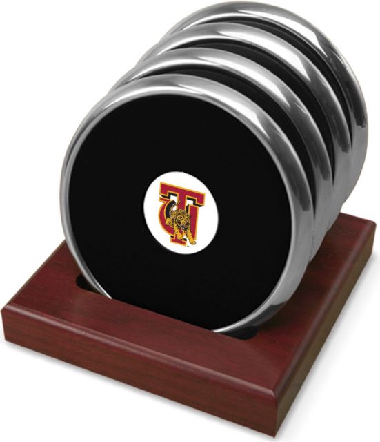 CSI  Set Of 4 Silver Round Coaster Gift Boxed With Colored Medallion - ONLINE ONLY