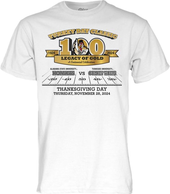 Tuskegee University Golden Tigers Football 20024 Centennial Turkey Day Classic Short Sleeve T-Shirt