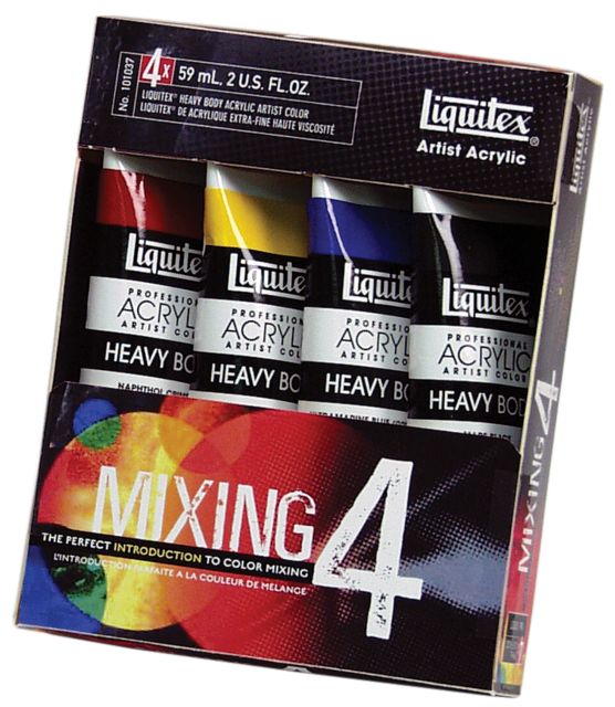 Liquitex Heavy Body Acrylic Acrylics Primary Color Mixing Set 4 Tubes