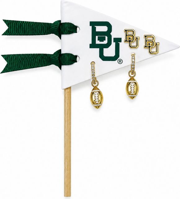 Baylor University Football Logo Stud Earrings